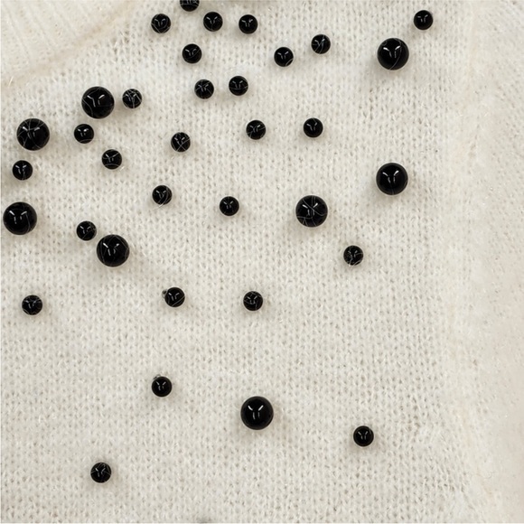 H&M Women's Wool Blend Beaded Appliqué Pullover Sweater - L - Picture 3 of 5